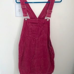 Pink corduroy overall dress